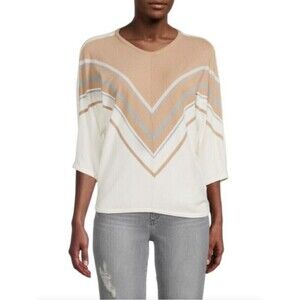 Magaschoni Large Dolman Sleeve Striped Viscose‎ Blend Sweater